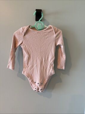Quince Light Pink Ribbed Long-Sleeve Baby One-Piece